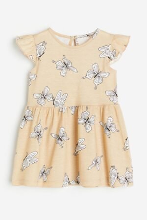 Flounce Trimmed Jersey Dress [Butterflies]