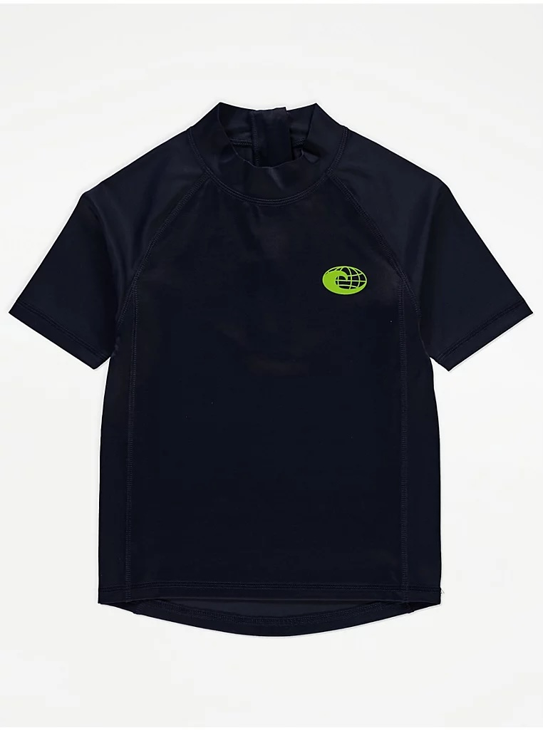 Navy Wave Badge Short Sleeve Swim Rash Vest