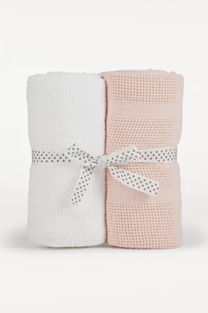 Pink Cellular Baby Shawls - 2 Pack