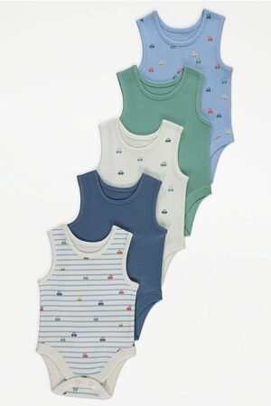 Vehicle Sleeveless Bodysuits 5 Pack
