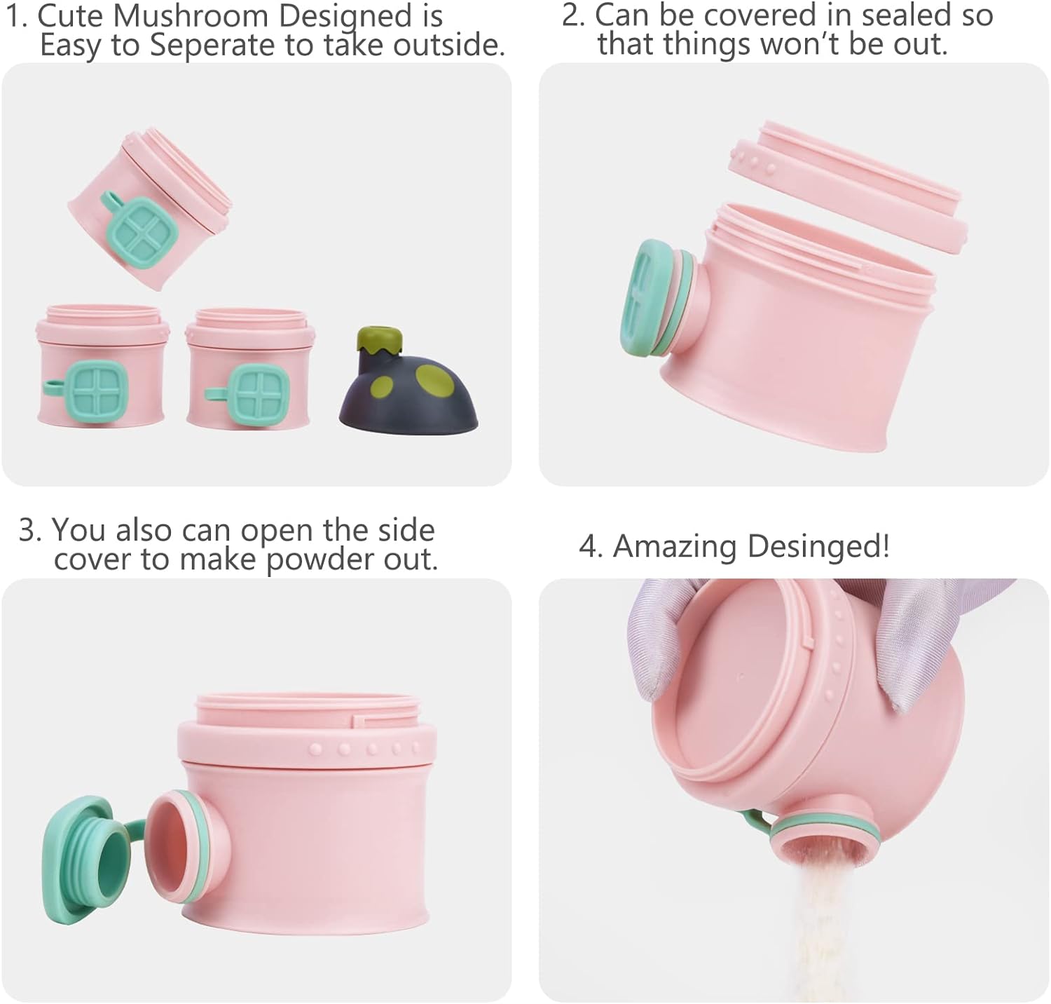 Bebamour Baby Milk Powder and Snack Dispenser Pot | 180g Milk Powder | 360ml - Image 3