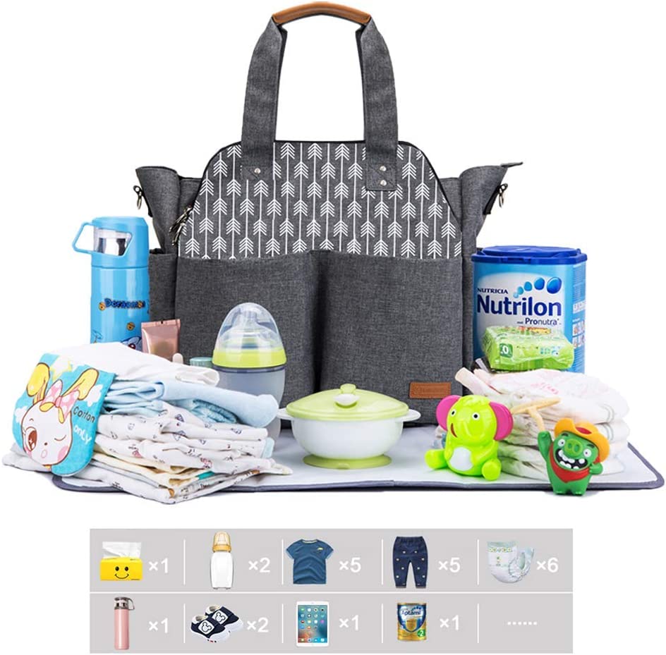 Lekebaby Nappy Changing Large Capacity Bag | Grey - Image 6