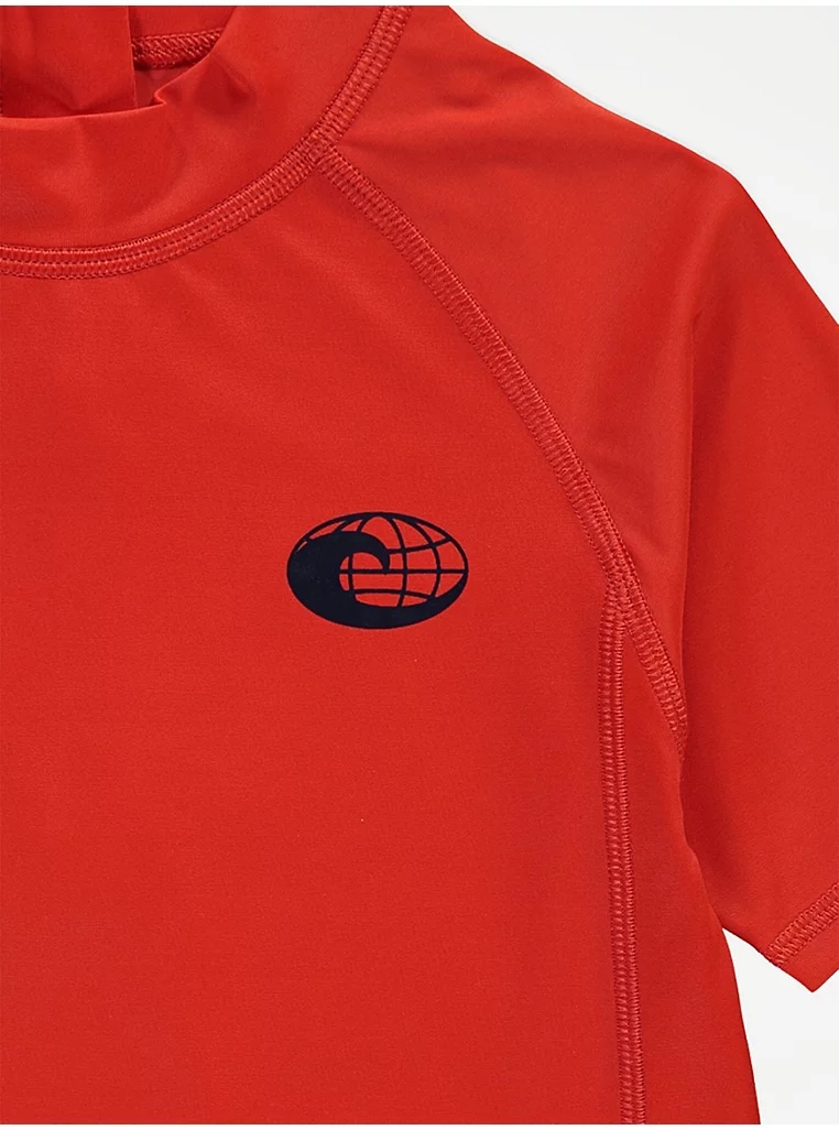 Red Wave Badge Short Sleeve Swim Rash Vest - Image 3