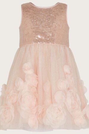 Baby arabella 3d roses dress pink