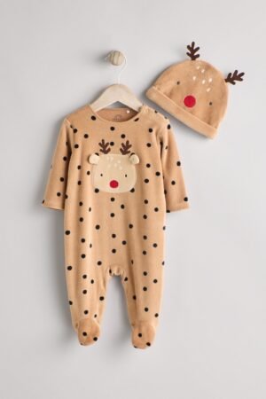 Reindeer Baby Sleepsuit & Hat Set