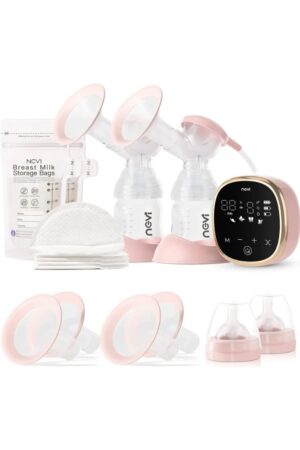 NCVI Double Electric Breast Pumps, Portable Dual Breastfeeding Milk Pump with 4 Size Flanges