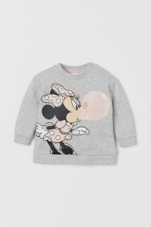 Printed Sweatshirt (Light Grey Marl/Minnie Mouse)