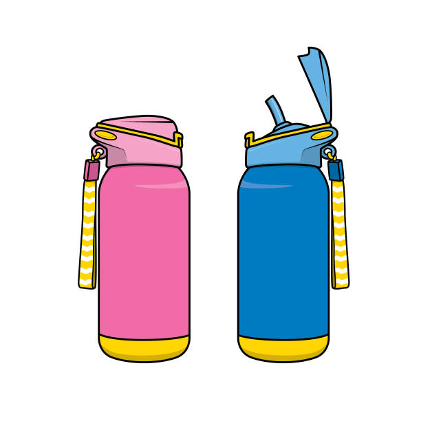 Vector illustration of flask isolated on white background. School things and accessories concept. Education and school material, kids coloring page, printable, activity, worksheet, flash card.
