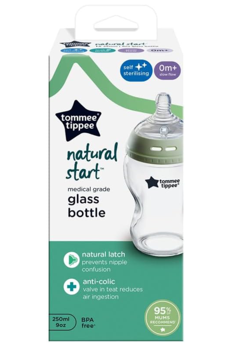 Tommee Tippee Glass Baby Bottle, 0m+, 250 ml