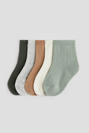 5 Pack Textured Knit Socks