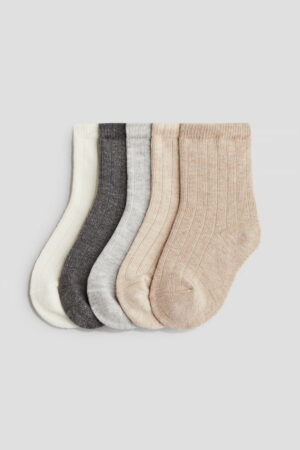 5 Pack Textured Knit Socks