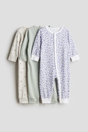 3 Pack Cotton Sleepsuits