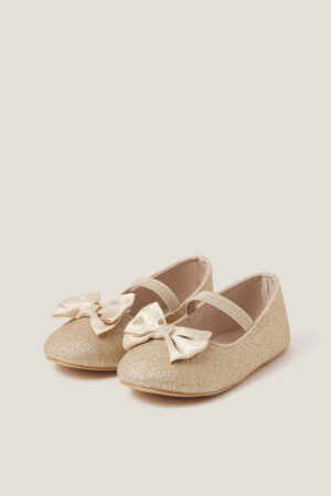 Bow Glitter Walker Shoes Gold