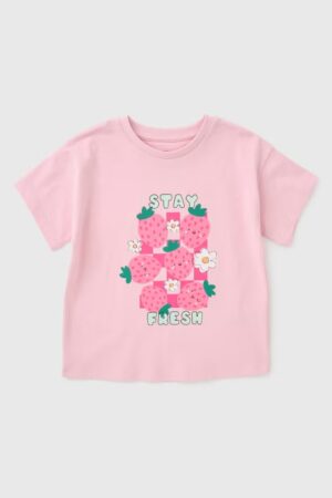 Girls Pink Strawberry Tshirt