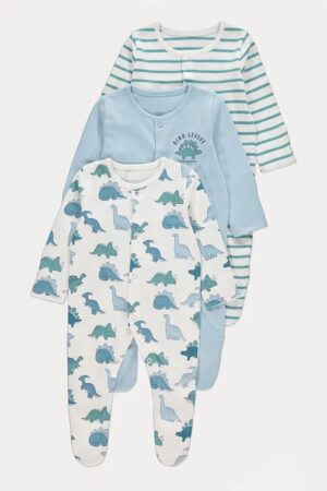 Blue Dinosaur Sleepsuits 3 Pack