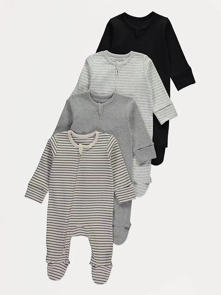 Striped Zip Sleepsuits 4 Pack
