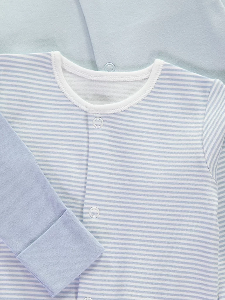 Blue Sleeve Sleepsuits 3 Pack - Image 2