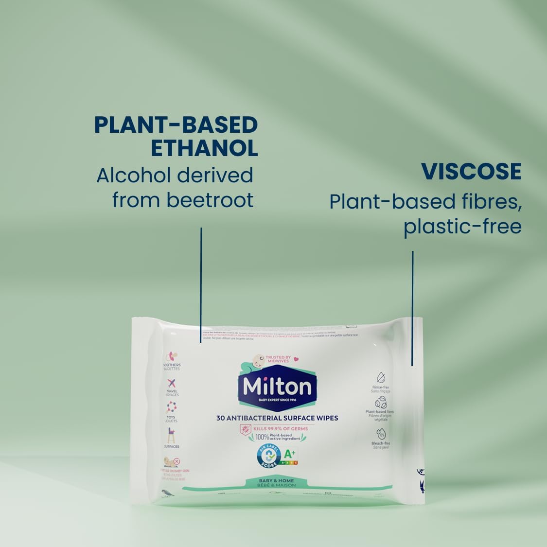Milton Antibacterial Surface Wipes 30 Wipes - Image 2