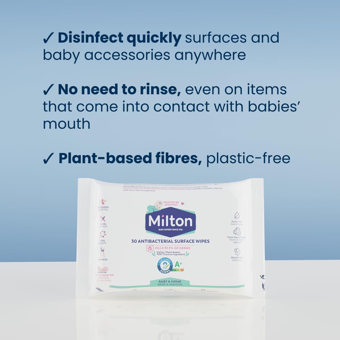 Milton Antibacterial Surface Wipes 30 Wipes - Image 3